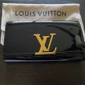 Authentic Louis Vuitton Louise Black Patent Leather Clutch/wallet.